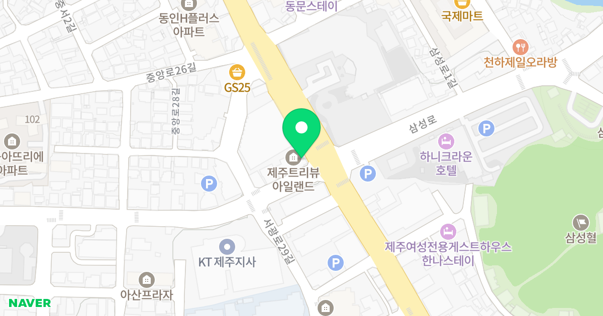 제주 트리뷰아일랜드 오피스텔 위치 지도 - 제주특별자치도 제주시 전농로 119