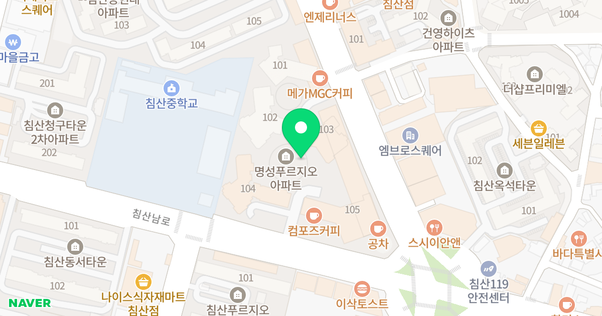 명성푸르지오 위치 지도 - 대구광역시 북구 침산로 153