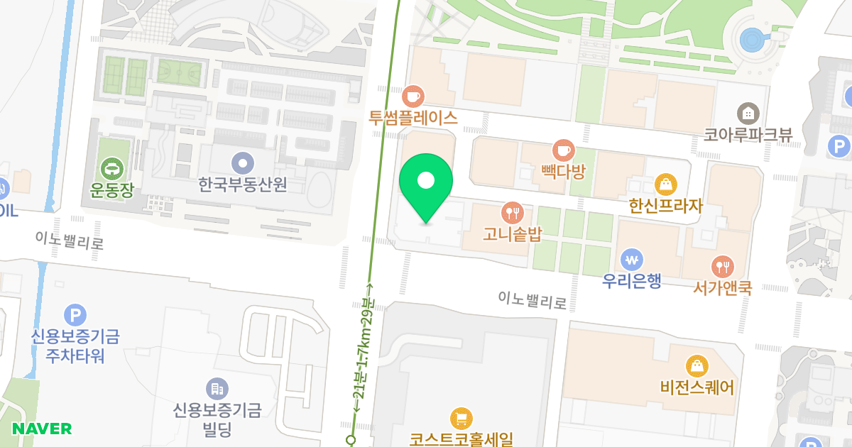서원킹스밀오피스텔 위치 지도 - 대구광역시 동구 이노밸리로 305