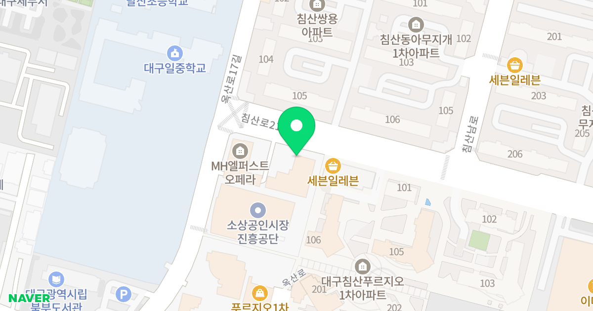 침산태왕아너스로뎀 위치 지도 - 대구광역시 북구 침산로21길 39