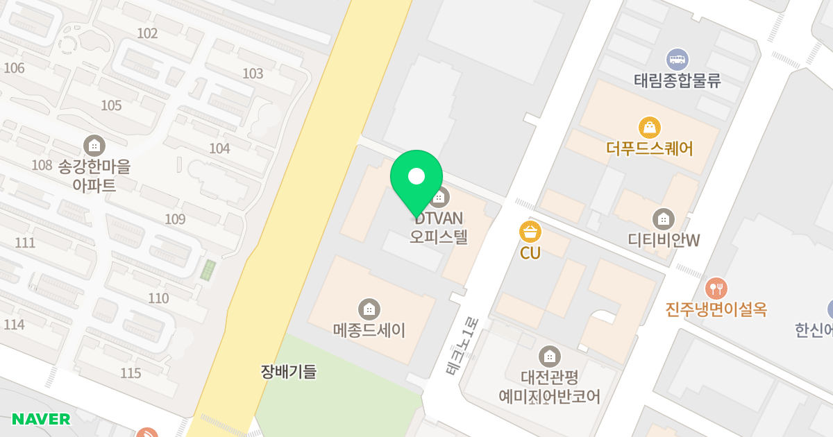 DTVan 오피스텔 위치 지도 - 대전광역시 유성구 테크노1로 12-22