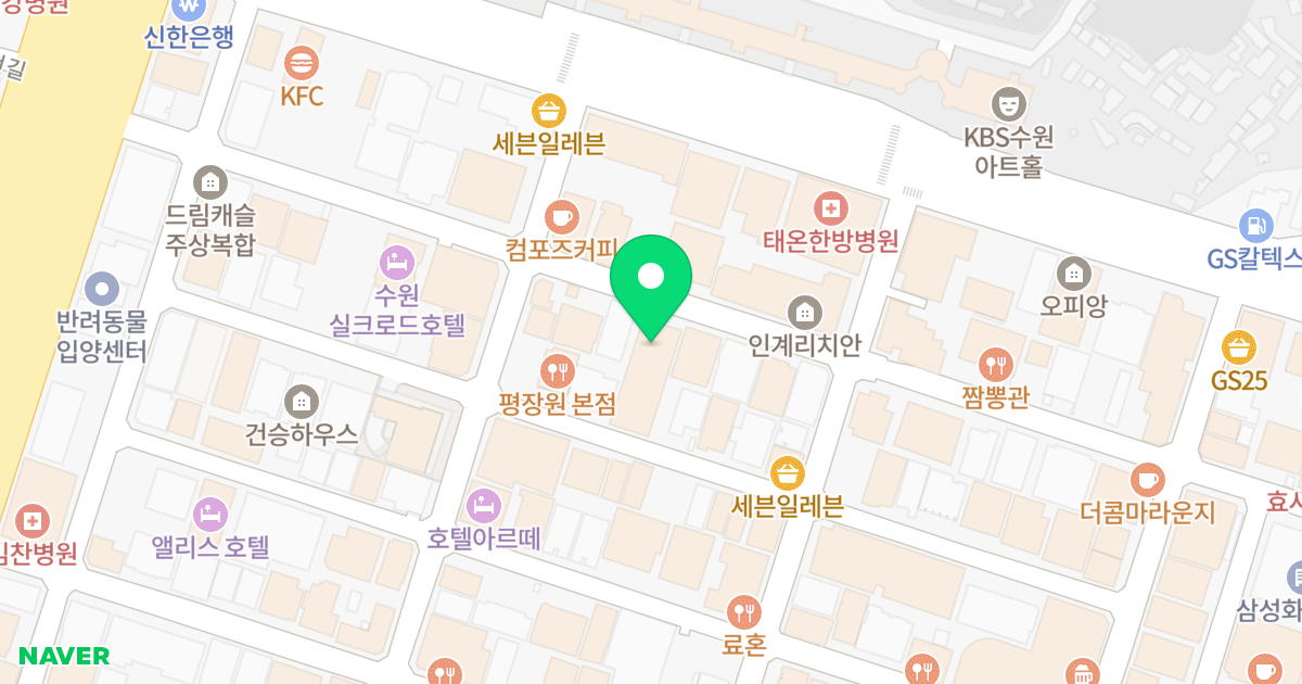 드라마시티 위치 지도 - 경기도 수원시 팔달구 경수대로466번길 52