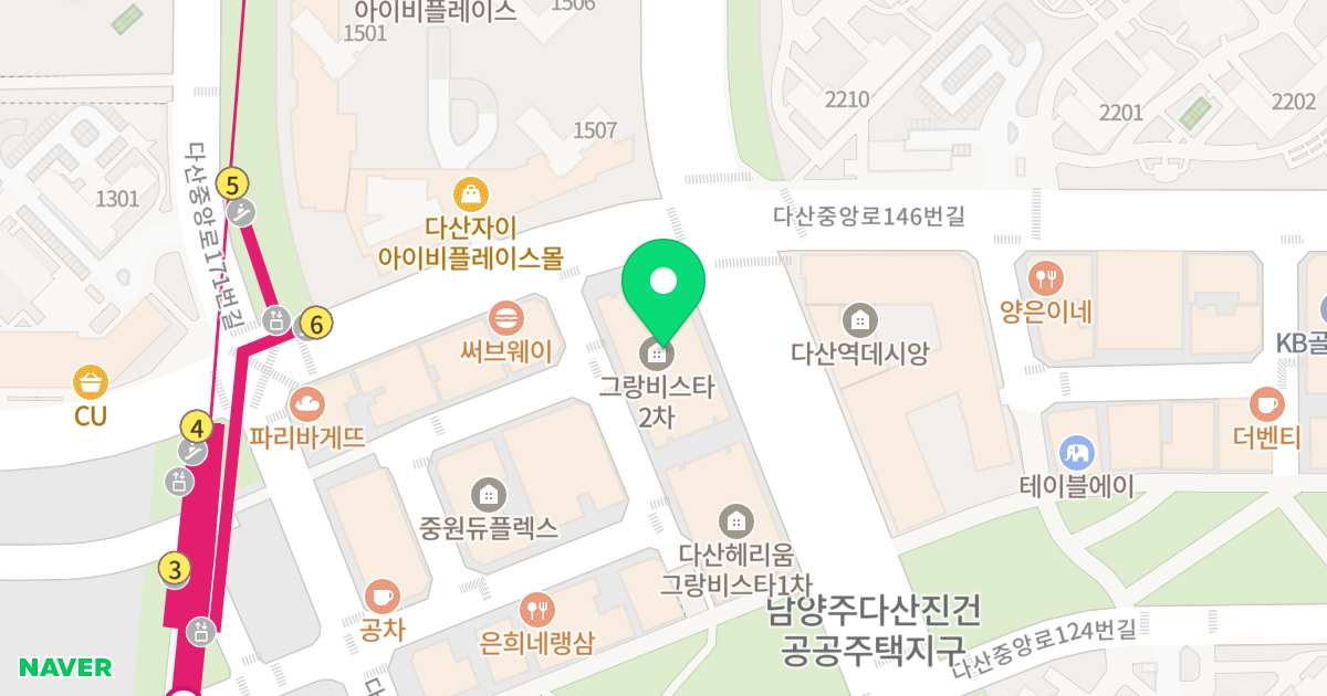 다산 헤리움 그랑비스타 2차 위치 지도 - 경기도 남양주시 다산중앙로123번길 22-30