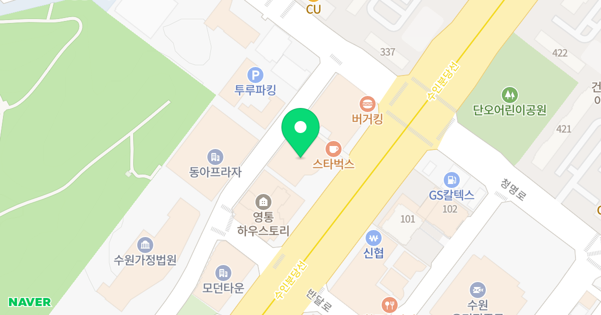 훼미리타워 위치 지도 - 경기도 수원시 영통구 봉영로 1617