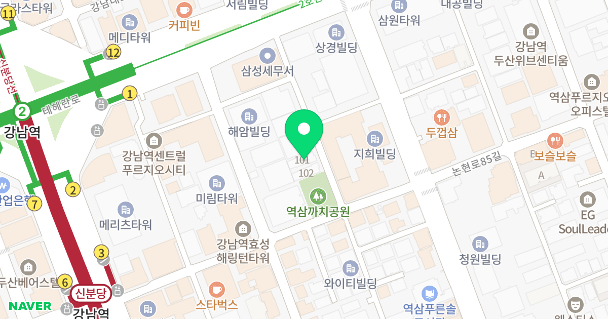 강남역투웨니퍼스트101동 위치 지도 - 서울특별시 강남구 테헤란로6길 16
