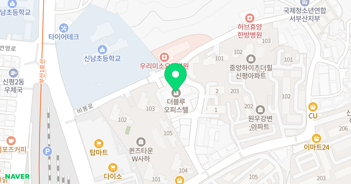 더블루 오피스텔 위치 지도 - 부산광역시 사하구 비봉로 87