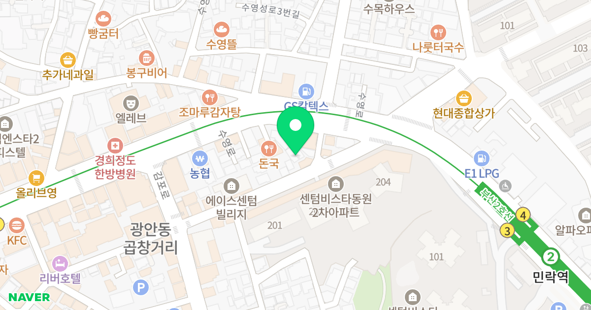 정랑타워오피스텔 위치 지도 - 부산광역시 수영구 감포로102번길 27