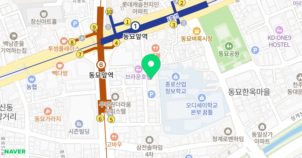 삼전솔하임2차 위치 지도 - 서울특별시 서울특별시 종로구 숭인동 296-19