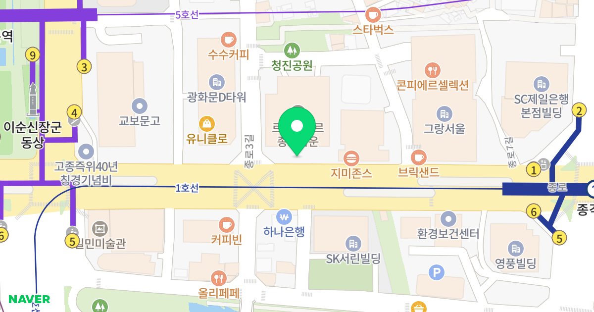 르메이에르종로타운1 위치 지도 - 서울특별시 서울특별시 종로구 종로1가 24