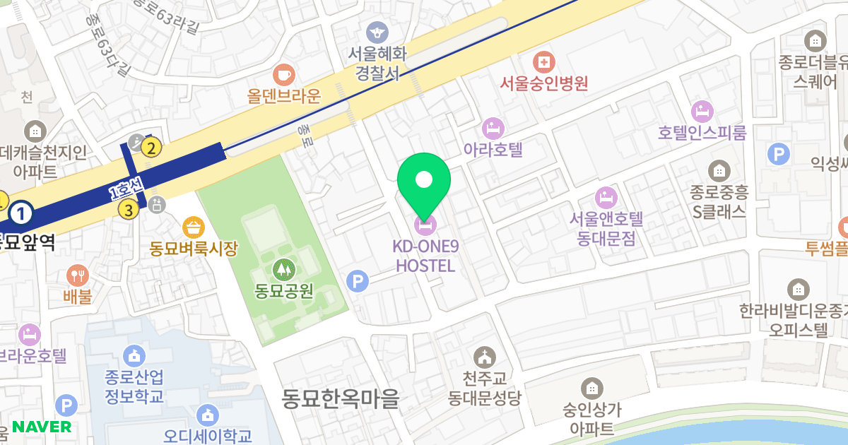 케이디오피스텔 위치 지도 - 서울특별시 서울특별시 종로구 숭인동 217-26
