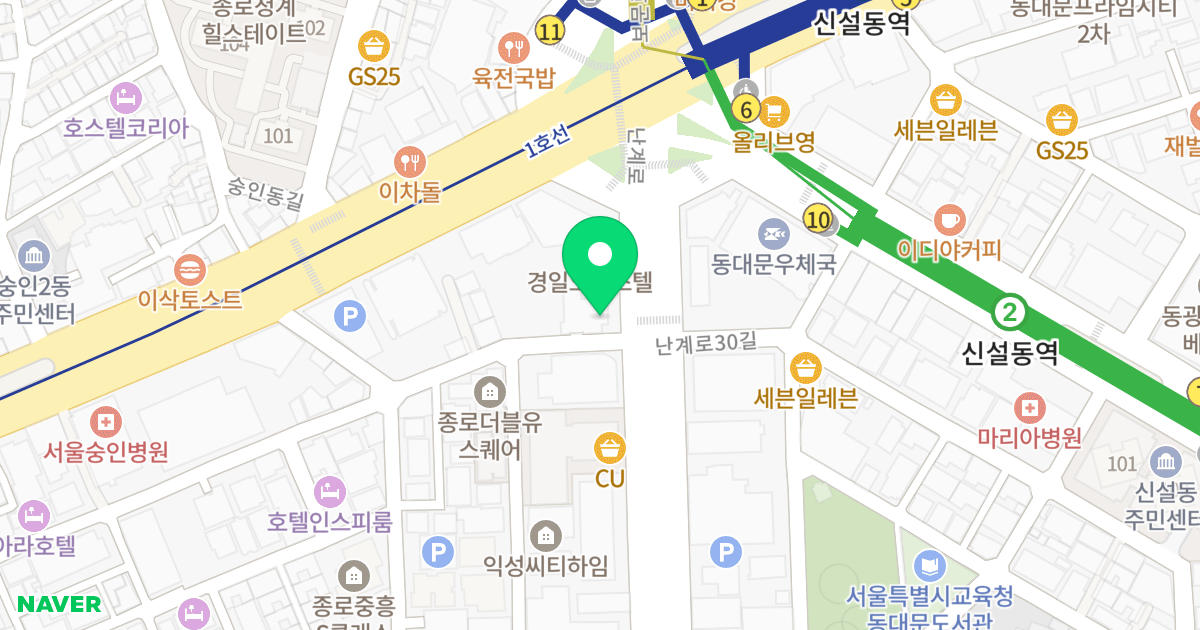 숭인한성아펠시티 위치 지도 - 서울특별시 서울특별시 종로구 숭인동 1368