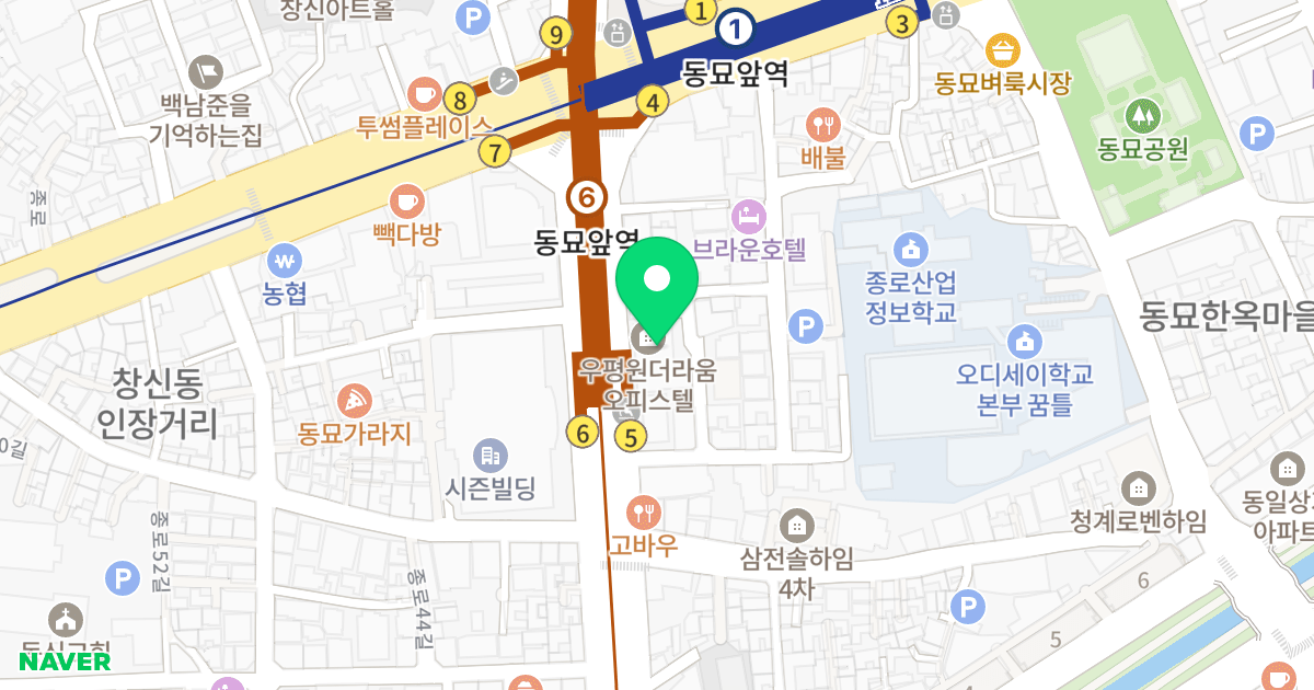 우평 원더라움 스투디오 위치 지도 - 서울특별시 서울특별시 종로구 숭인동 313-17