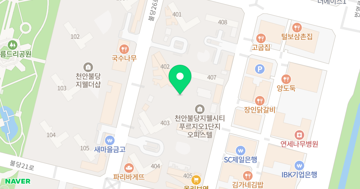 천안 불당 지웰시티푸르지오 1단지 위치 지도 - 충청남도 천안시 서북구 불당26로 80