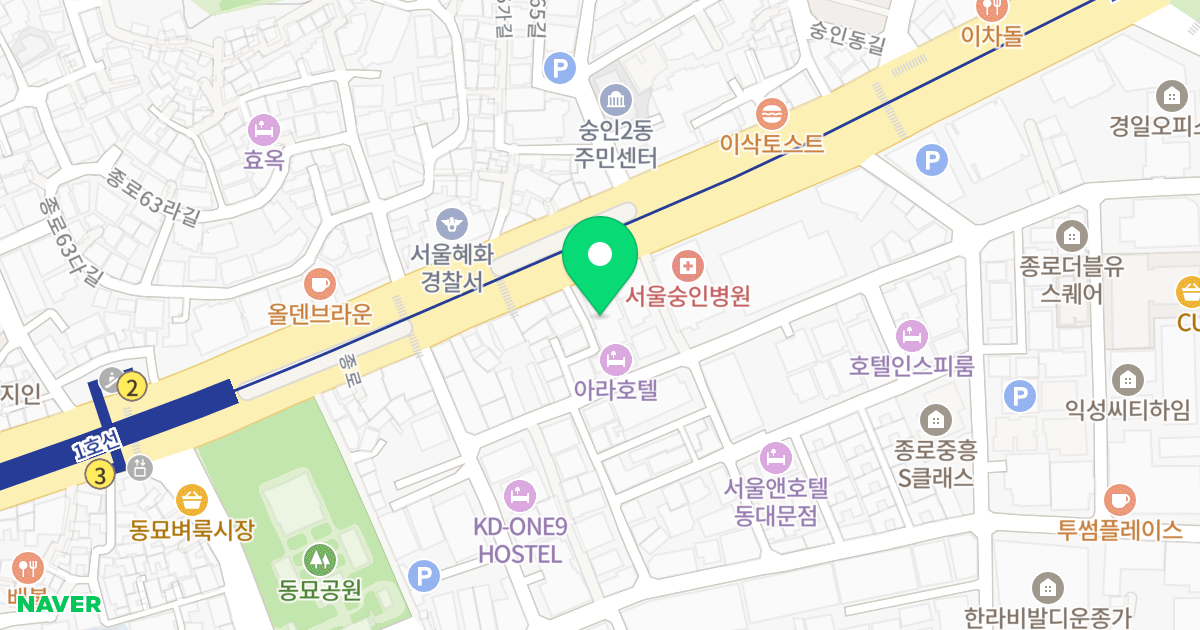 엘리시앙오피스텔 위치 지도 - 서울특별시 서울특별시 종로구 숭인동 200-33