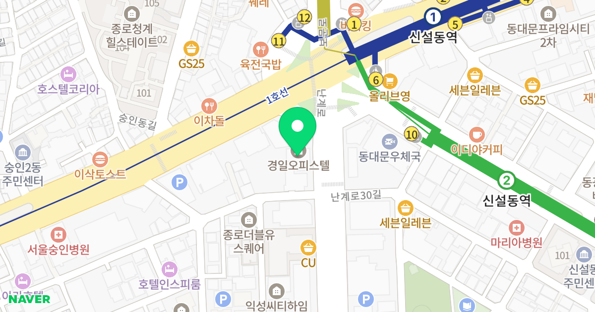 경일오피스텔 위치 지도 - 서울특별시 서울특별시 종로구 숭인동 1367