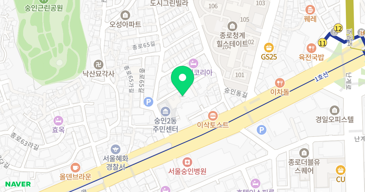 그레이스탑 위치 지도 - 서울특별시 서울특별시 종로구 숭인동 178-94