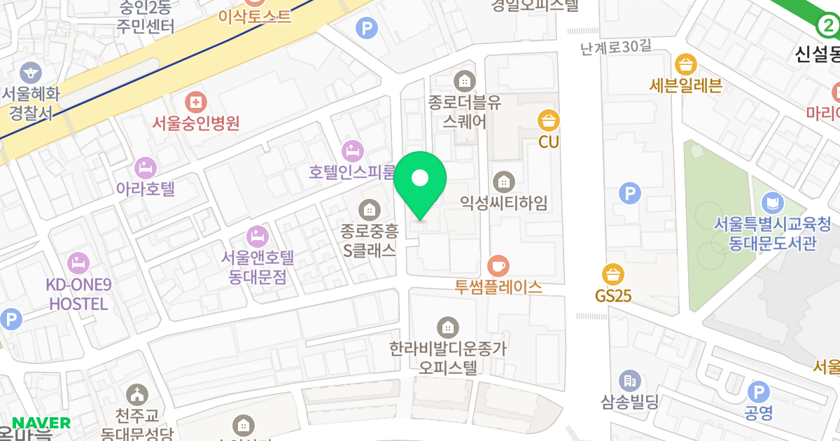 주건축물제1동 위치 지도 - 서울특별시 서울특별시 종로구 숭인동 1419-1