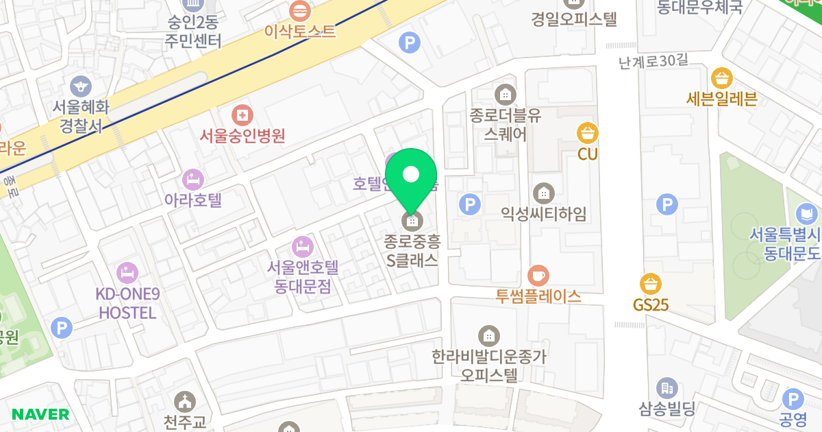 종로 중흥 S클래스 위치 지도 - 서울특별시 서울특별시 종로구 숭인동 202-3