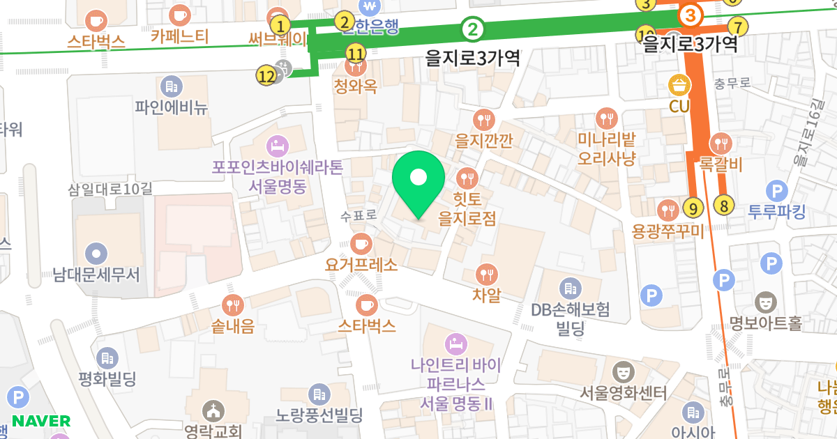 제이매크로 타워 위치 지도 - 서울특별시 서울특별시 중구 저동2가 7-2