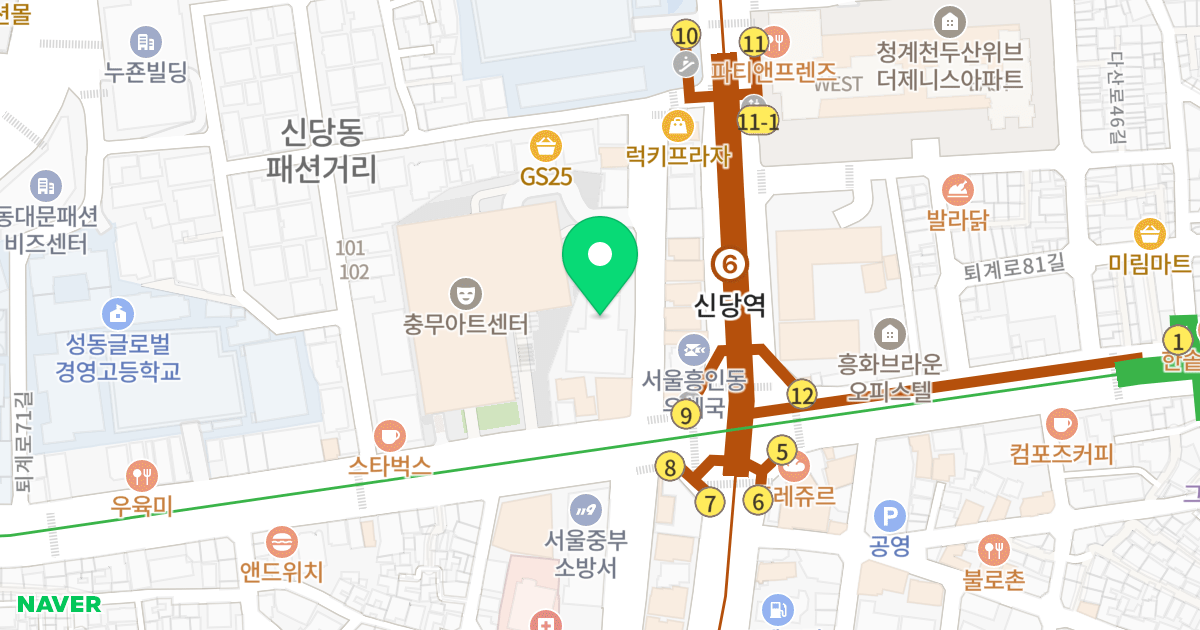 동대문 와이즈 캐슬 위치 지도 - 서울특별시 서울특별시 중구 흥인동 119
