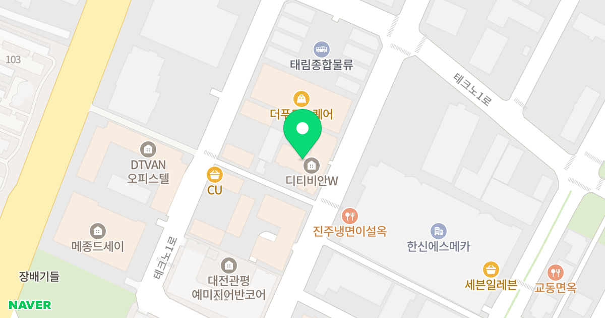 디티비안W 오피스텔 위치 지도 - 대전광역시 유성구 테크노3로 66