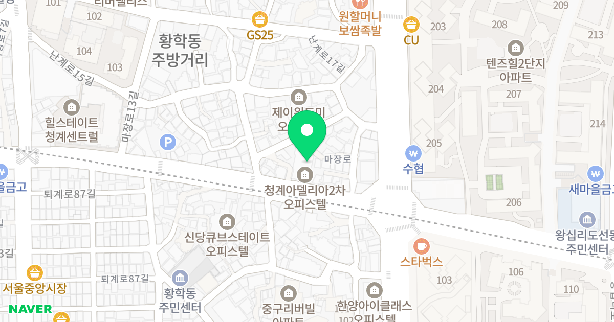 청계아델리아 II 위치 지도 - 서울특별시 서울특별시 중구 황학동 1153