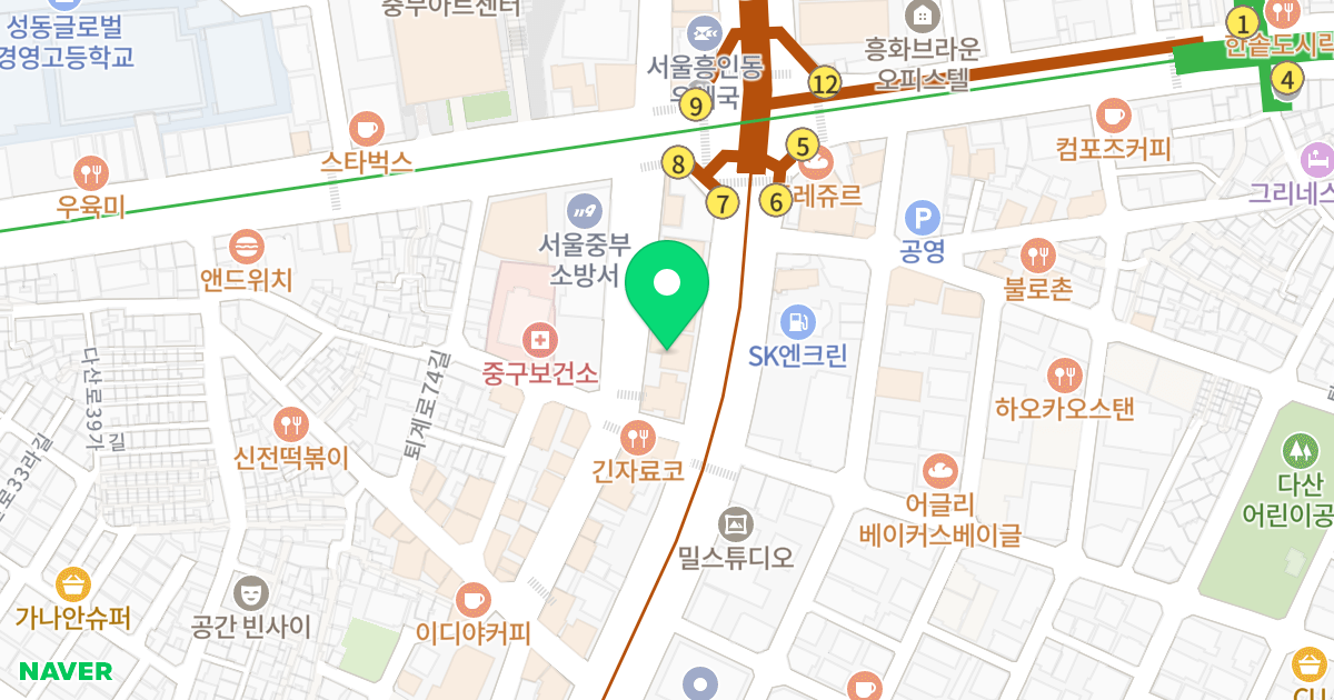 유진빌딩 위치 지도 - 서울특별시 서울특별시 중구 무학동 7-1