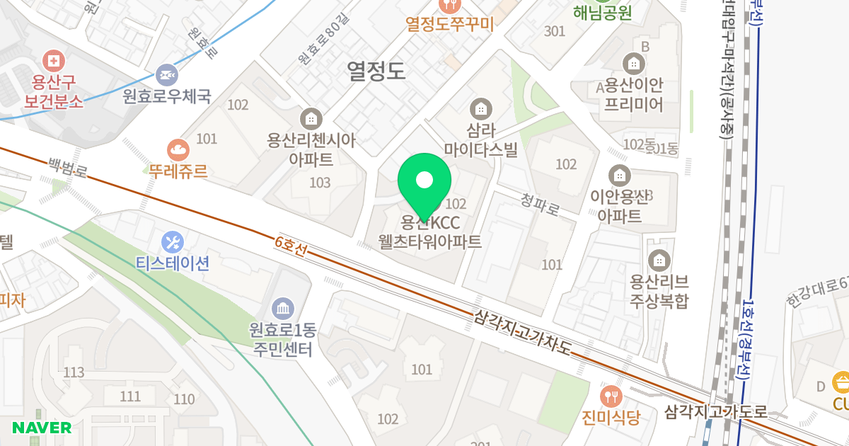 용산KCC웰츠타워 위치 지도 - 서울특별시 서울특별시 용산구 문배동 11-10