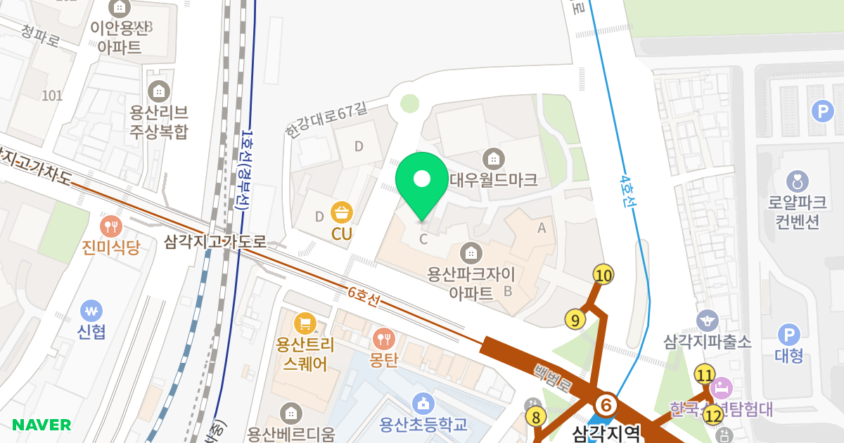 용산파크자이 위치 지도 - 서울특별시 서울특별시 용산구 한강로1가 50-1