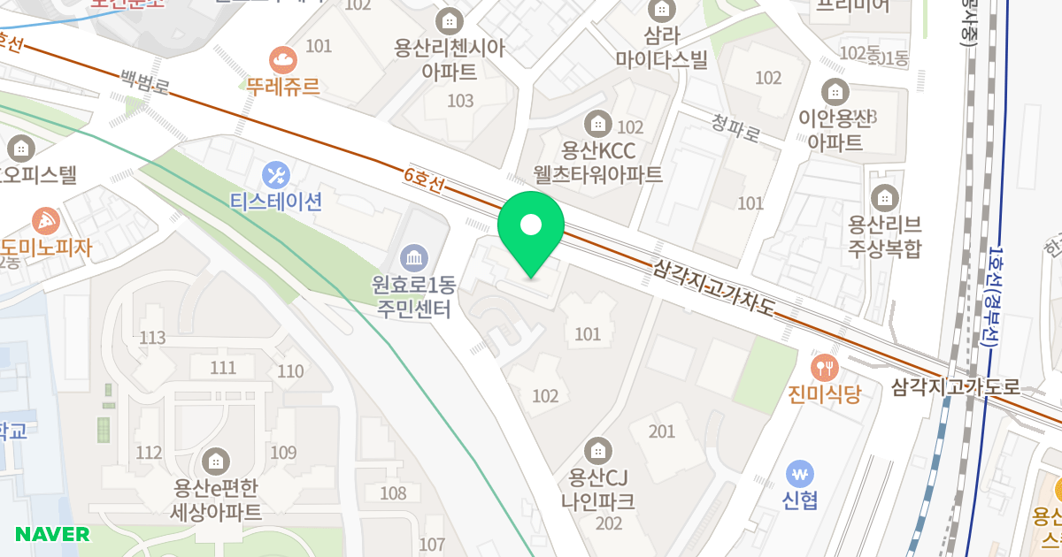용산큐브 위치 지도 - 서울특별시 서울특별시 용산구 문배동 24-4