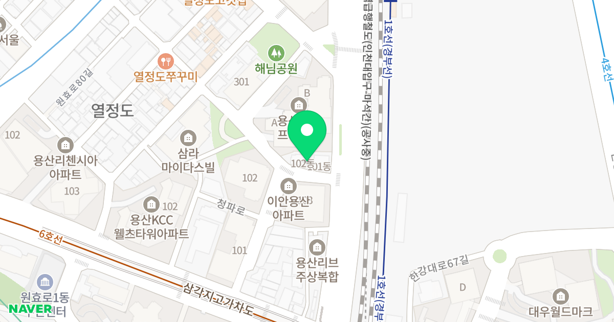 용산 더힐 센트럴파크뷰 위치 지도 - 서울특별시 서울특별시 용산구 문배동 8-5