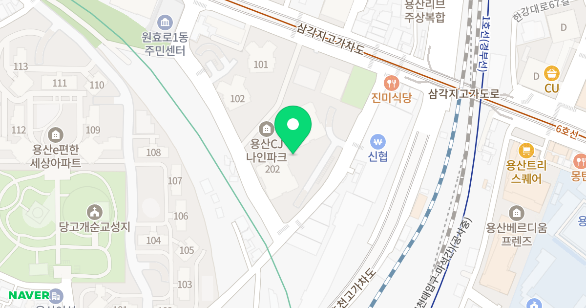 용산씨제이나인파크 위치 지도 - 서울특별시 서울특별시 용산구 문배동 24-6
