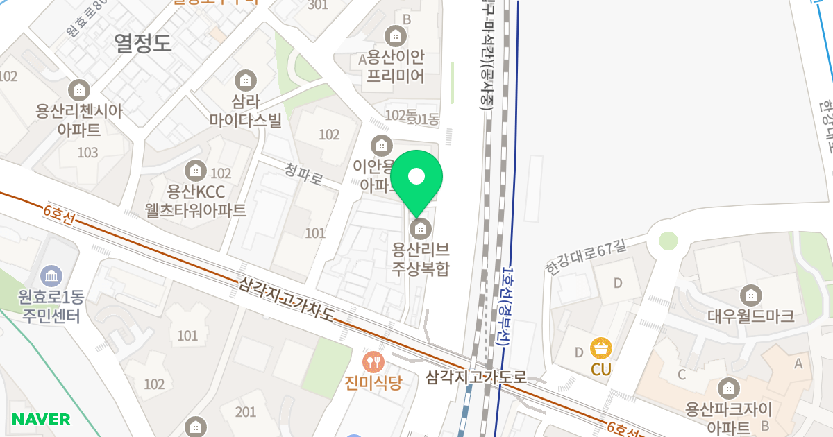 용산 리브 위치 지도 - 서울특별시 서울특별시 용산구 문배동 10-3