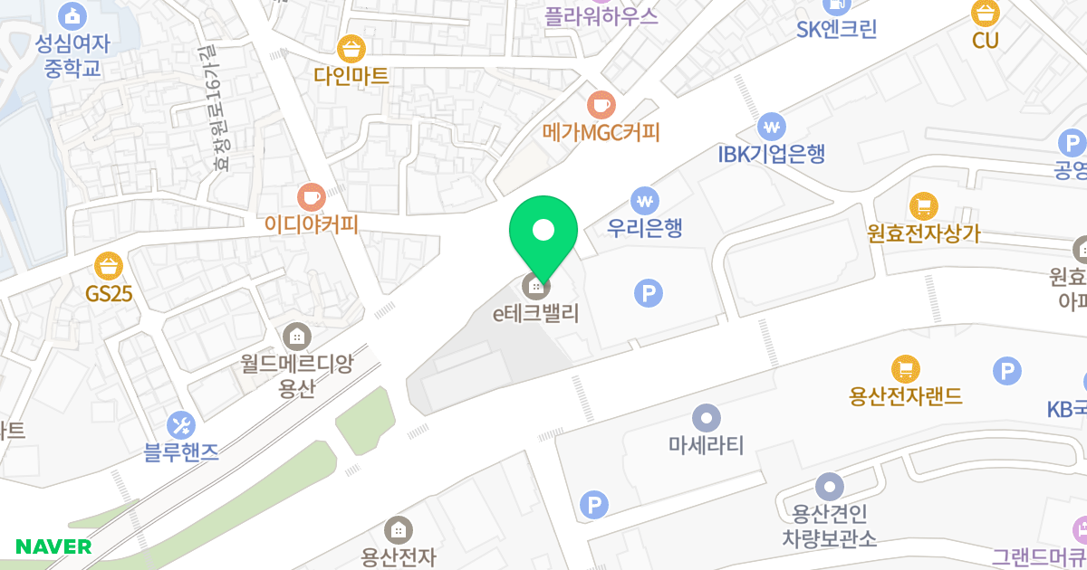 e테크밸리 위치 지도 - 서울특별시 서울특별시 용산구 원효로3가 51-37