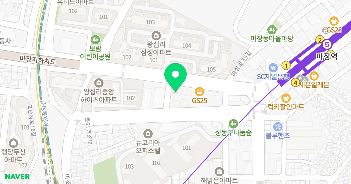 트레저힐스 위치 지도 - 서울특별시 서울특별시 성동구 마장동 775-2