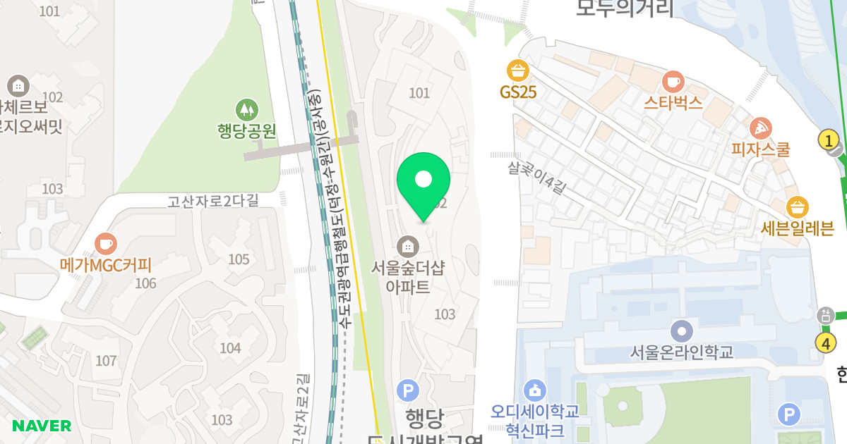 서울숲 더샵 위치 지도 - 서울특별시 서울특별시 성동구 행당동 377