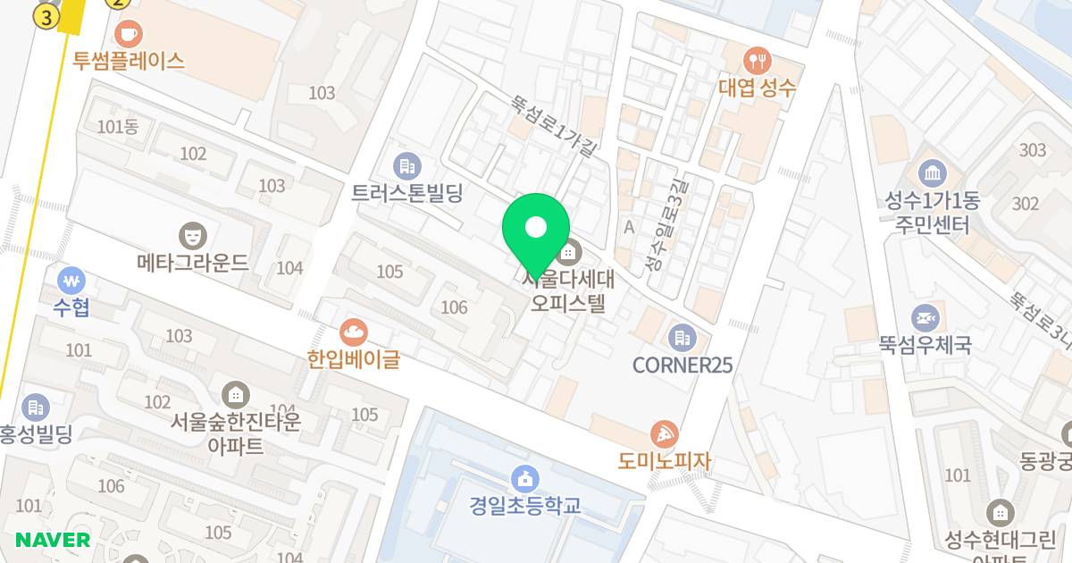 서울숲오피스텔 위치 지도 - 서울특별시 서울특별시 성동구 성수동1가 656-392
