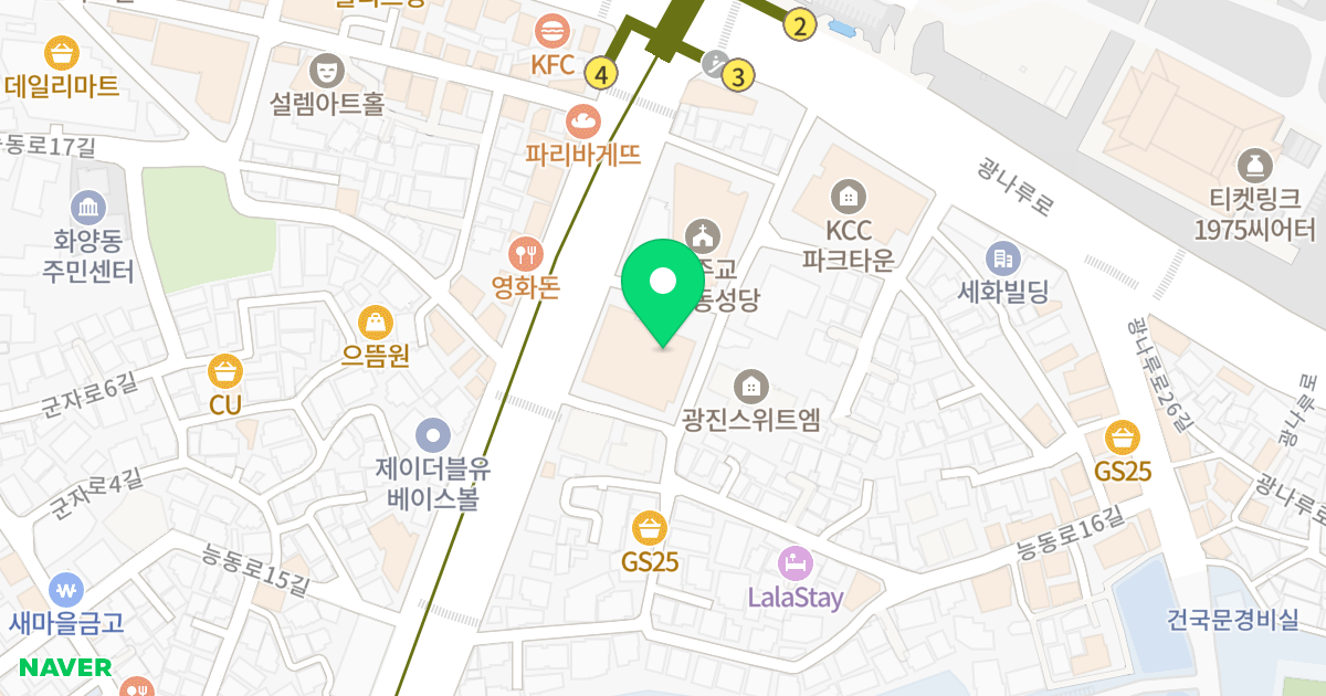 빌리브 인테라스 위치 지도 - 서울특별시 서울특별시 광진구 화양동 111-12