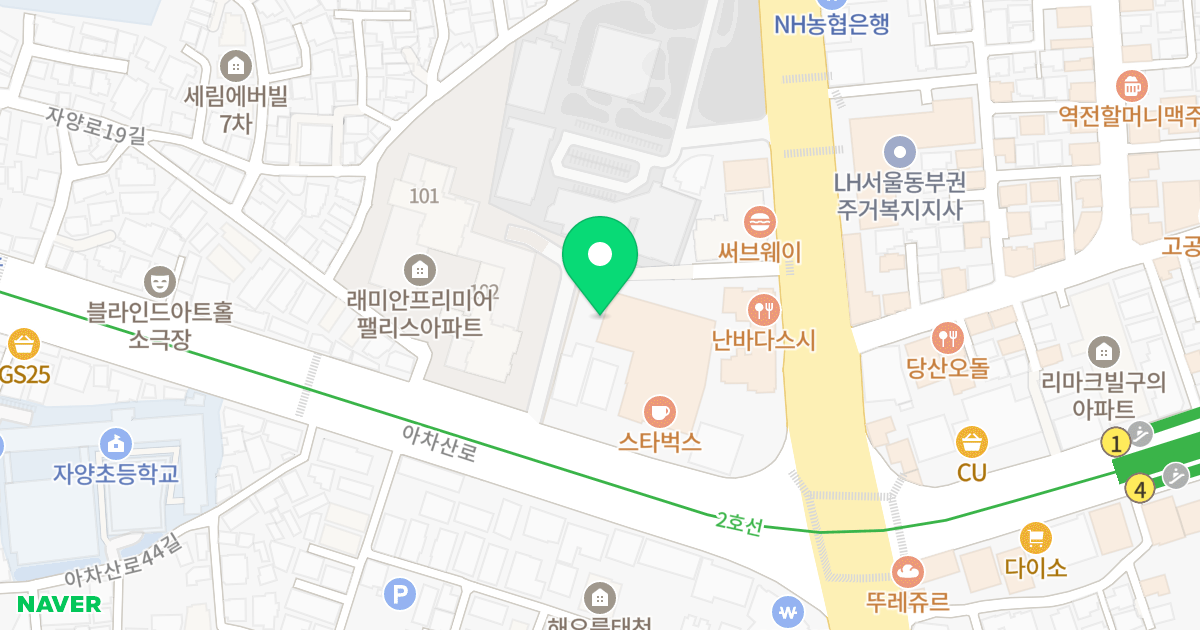 타워더모스트광진아크로텔 위치 지도 - 서울특별시 서울특별시 광진구 자양동 779