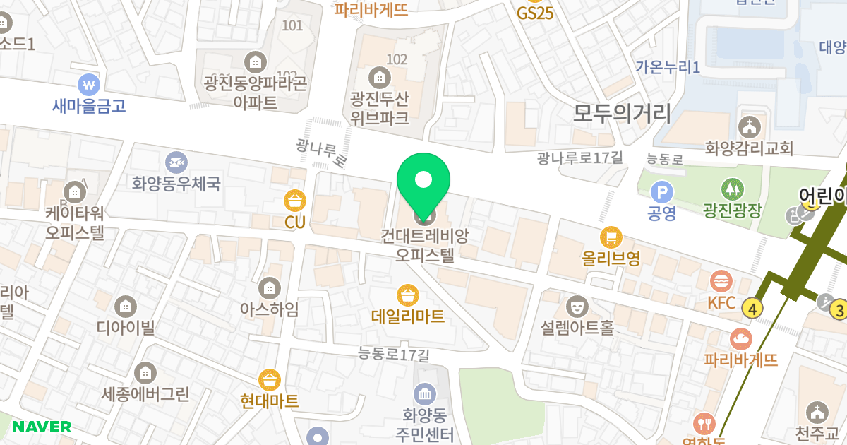 건대 트레비앙 오피스텔 위치 지도 - 서울특별시 서울특별시 광진구 화양동 174