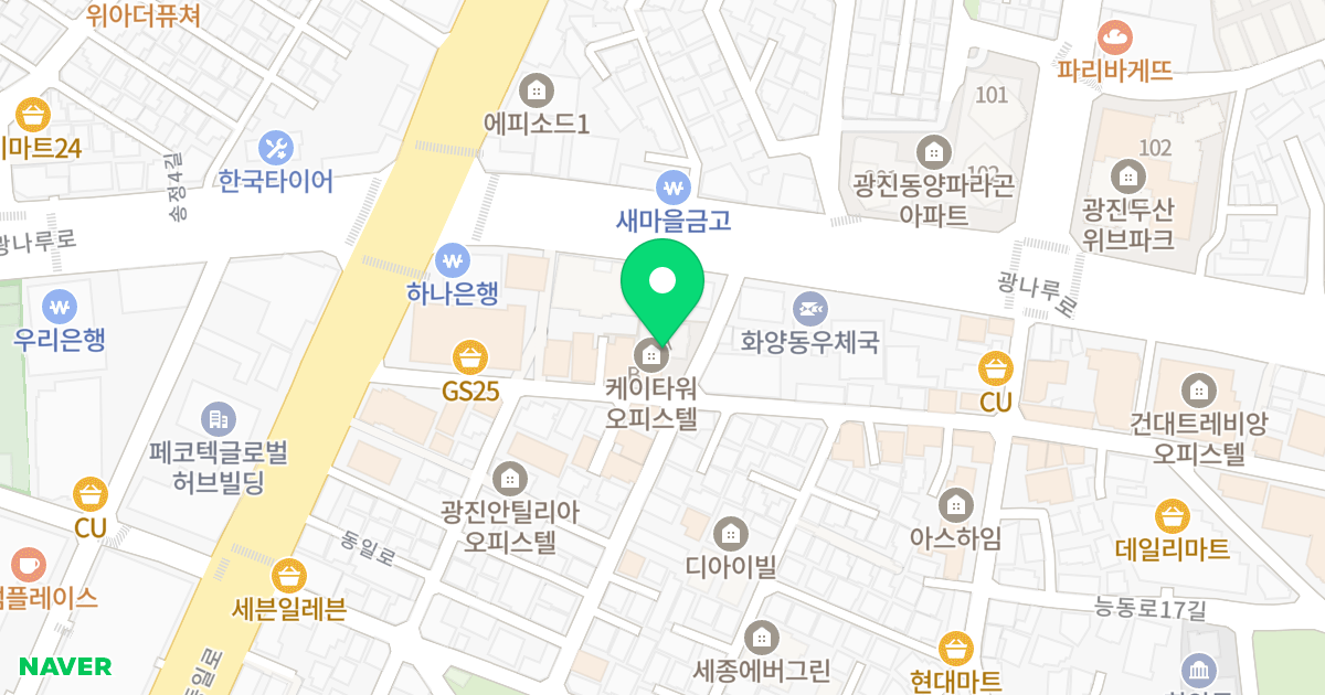 케이타워 오피스텔 A 위치 지도 - 서울특별시 서울특별시 광진구 화양동 21-23