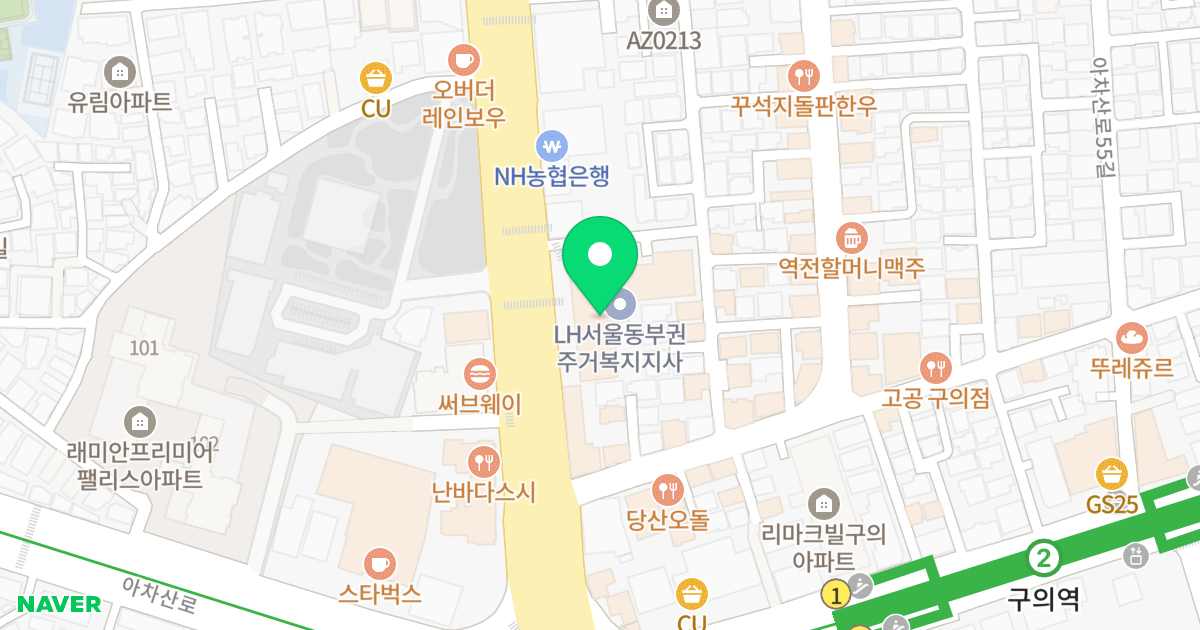 웰츠타워 위치 지도 - 서울특별시 서울특별시 광진구 구의동 252-16
