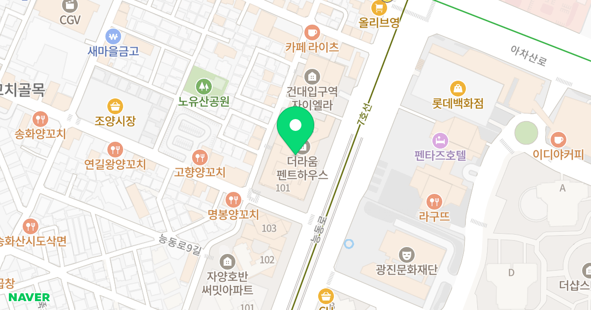 더 라움 펜트하우스 위치 지도 - 서울특별시 서울특별시 광진구 자양동 2-3