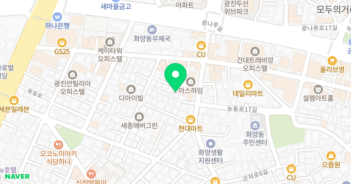더리브오피스텔 위치 지도 - 서울특별시 서울특별시 광진구 화양동 17-20