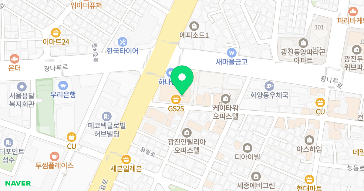 광진캠퍼스시티 위치 지도 - 서울특별시 서울특별시 광진구 화양동 21-20