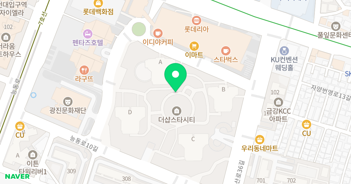 더샵스타시티 위치 지도 - 서울특별시 서울특별시 광진구 자양동 227-7
