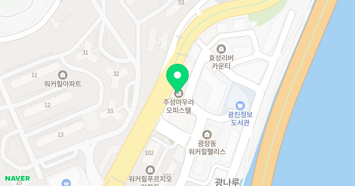 주성아우라 오피스텔 위치 지도 - 서울특별시 서울특별시 광진구 광장동 120