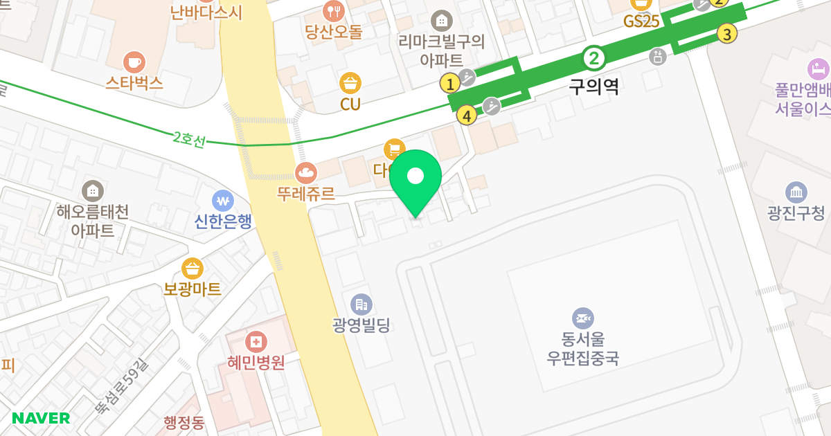 큐브스테이트 위치 지도 - 서울특별시 서울특별시 광진구 자양동 680-12