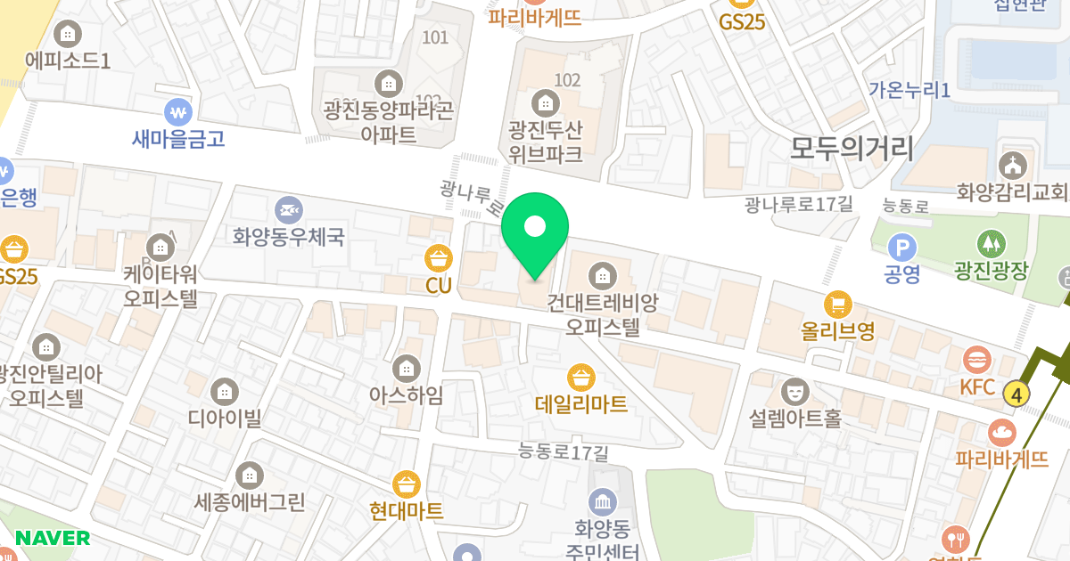 화양동 동도센트리움 캠퍼스파크 위치 지도 - 서울특별시 서울특별시 광진구 화양동 116-2