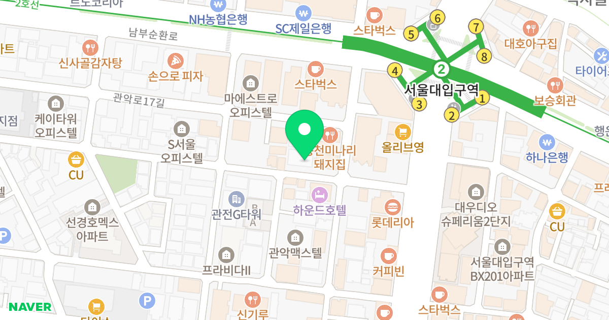 라온 오피스텔도시형생활주택 위치 지도 - 서울특별시 관악구 관악로15길 22